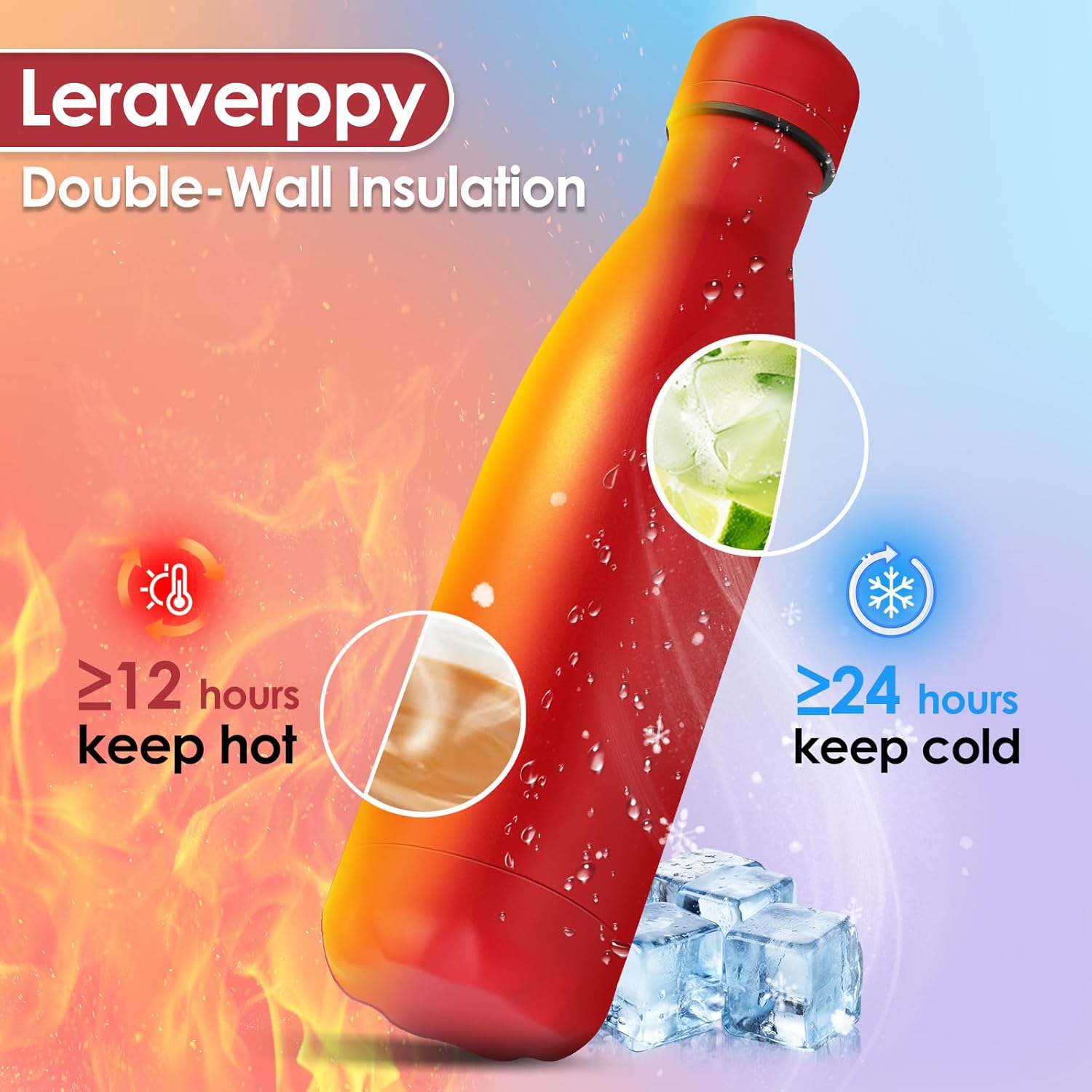 17oz Cola-Bottle Shaped Stainless Steel Leak-proof Water Bottle,Double Wall Vacuum Insulated Metal,Travel Mug For Sports Indoors & Outdoors,BPA-Free School Kids Flasks,Red(12Pack)