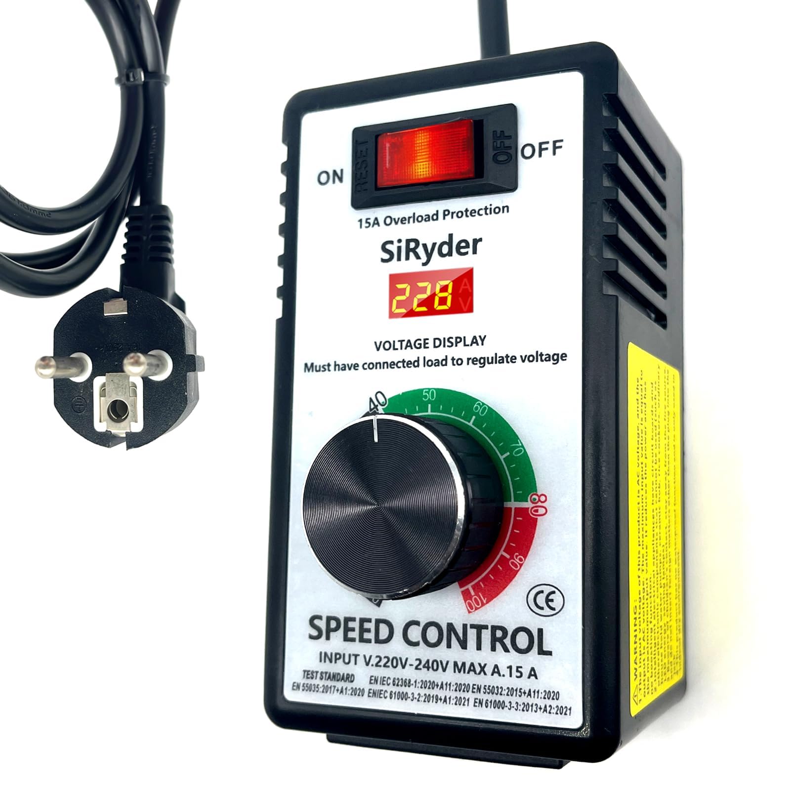 Regolatore di Tensione 220V Regolatore Velocita Motori Con Protezione Da Sovraccarico Per Smerigliatrici Angolari Asciugacapelli Trapani Portatili Seghe Circolari 10A