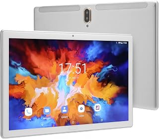 Kufoo HD Tablet, Gaming Tablet 10.1 Inch IPS 8GB RAM 128GB ROM UK Plug for Office (Silver)