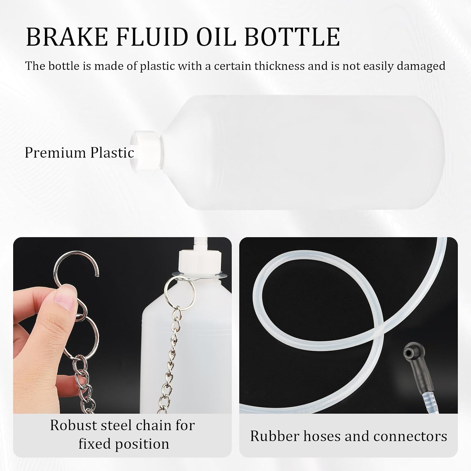 Brake Bleeder Kit with 23" Brake Bleeder Hose & 1L Brake Bleeder Bottle,Hanging Brake Fluid Bleeder Kit with Steel Chain for Maintenance Brake Systems,One Man Brake Bleeding Kit