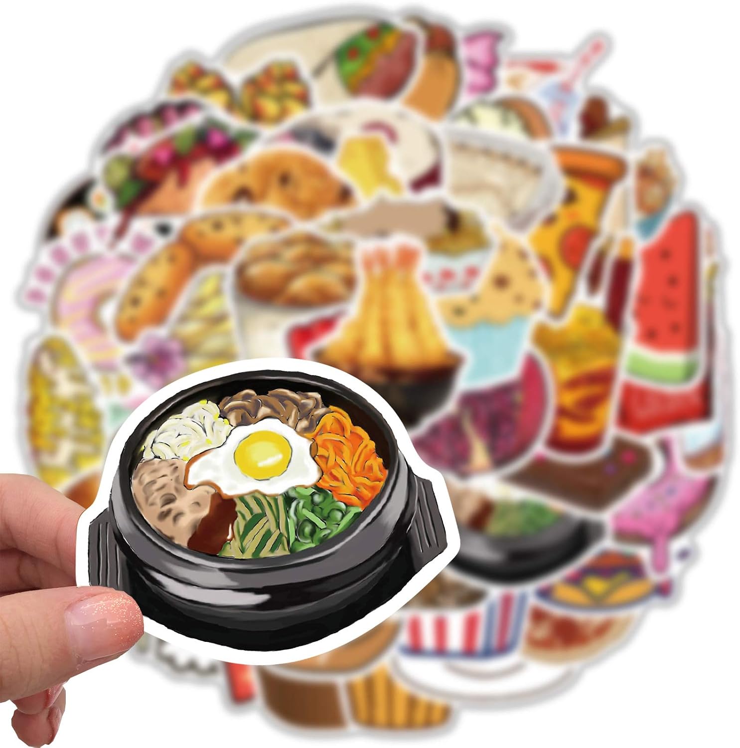50Pcs Food Stickers, Cute Chips Hamburger Stickers Yummy Aesthetic Waterproof Deals for Kids Teens Girls Vinyl Sticker for Laptop Hydro Flask Phone Skateboard Luggage (Food) image 4