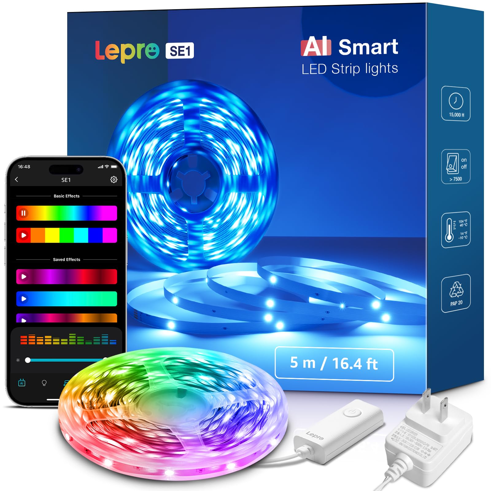 Amazon.co.jp: Lepro SE1 AI ledテープライト 5m AI照明デザイナー 