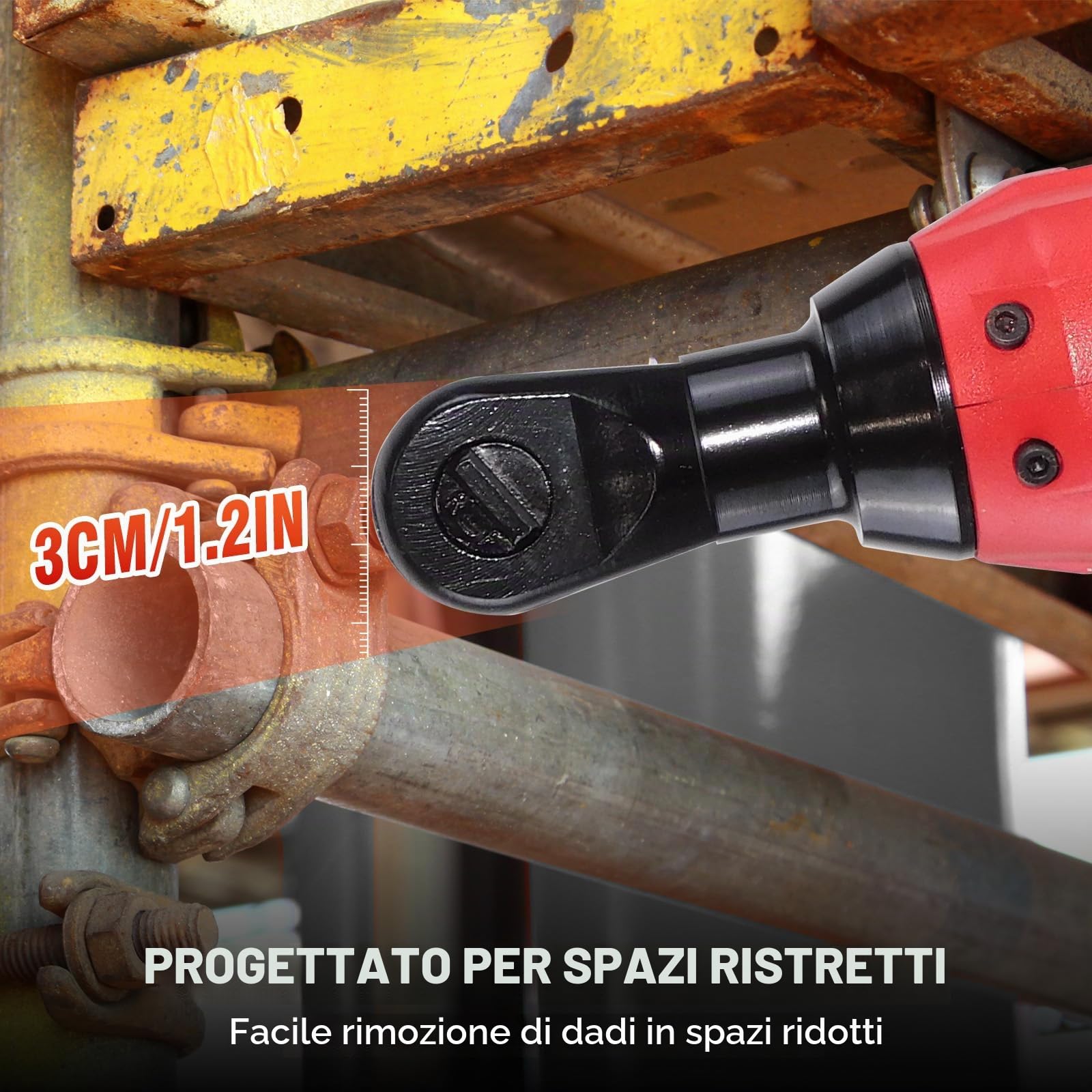 Chiave a Cricchetto Elettrica Senza Fili Set, Chiave a Cricchetto a Batteria 12V, 3/8", 40Nm Cricchetto a Batteria con 2 Batterie da 1,5 Ah + Luce LED + 7 x Chiavi a Bussola per Riparazione Auto