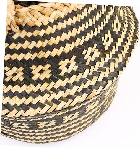 Miniatura 8 de Cesta de almacenamiento de lino tejido con asas dobles para almacenamiento de flores, contenedor decorativo para plantas para el hogar y la oficina,