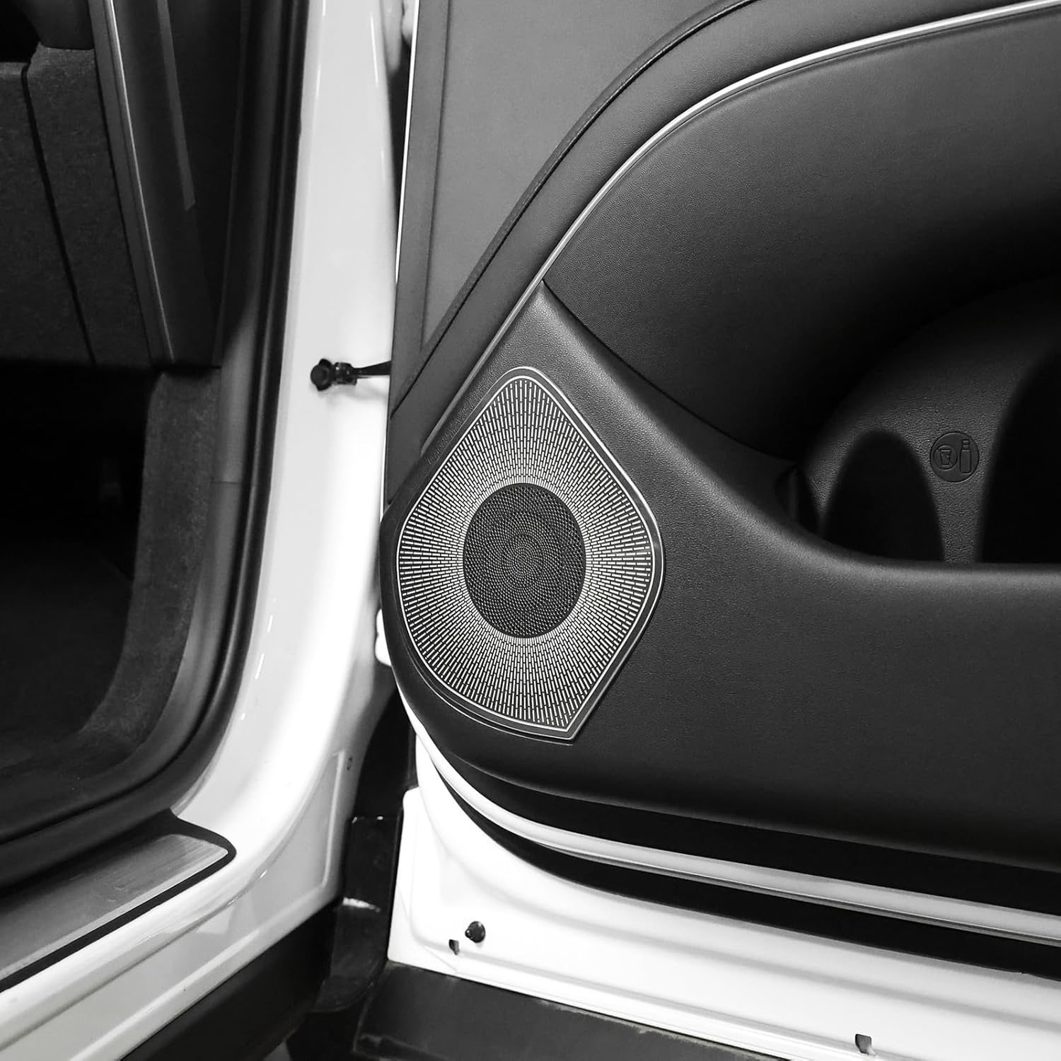 Stainless Steel Chrome Car Interior Door Speaker Cover Trim Door Speaker Frame Protective Sticker Compatible with Hyundai Palisade 2026 Accessories (Silver Style)