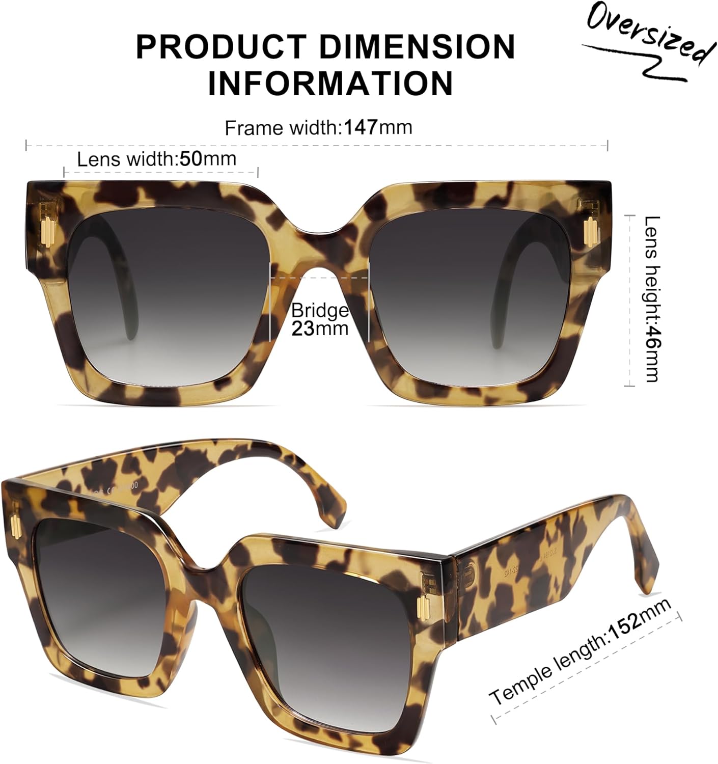 SOJOS Vintage Oversized Square Sunglasses for Women,Retro Womens Luxury Big Large Sun Glasses UV400 SJ2194 - Image 5