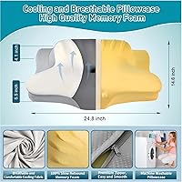 Vista 5 de Almohada cervical para el alivio del dolor de cuello - Almohada ergonómica para dormir, almohada para dormir de lado para adultos, almohada cervical