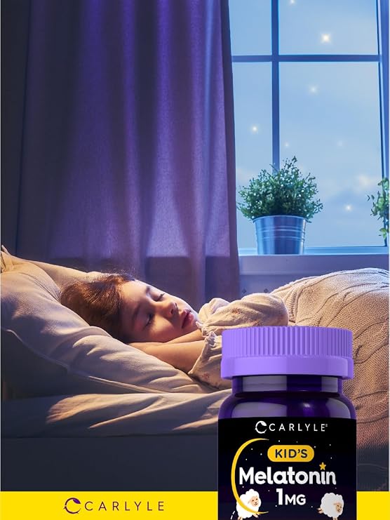 Carlyle Kids Melatonin 1mg | 120 Chewable Tablets | Fruit Flavor | Vegetarian Supplement | Non-GMO, Gluten Free Formula