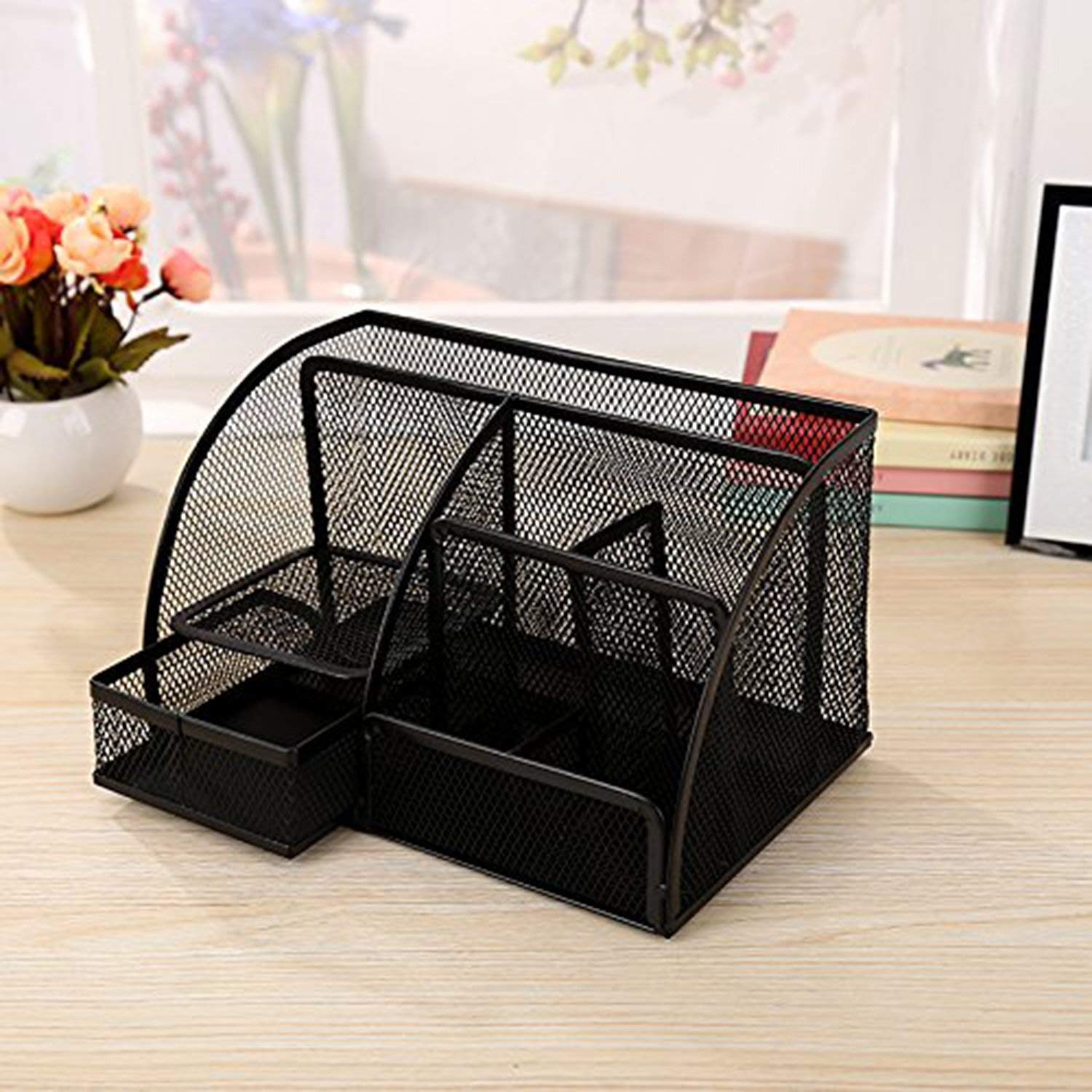 Fezda Metal Mesh Desk Drawer Organizer Supply Office Desk Organizer, Home Supplies Desktop Organizers and Storage, Small Drawers, Cute Pen Holder Art Accessories Tray, Office Stationary Organization