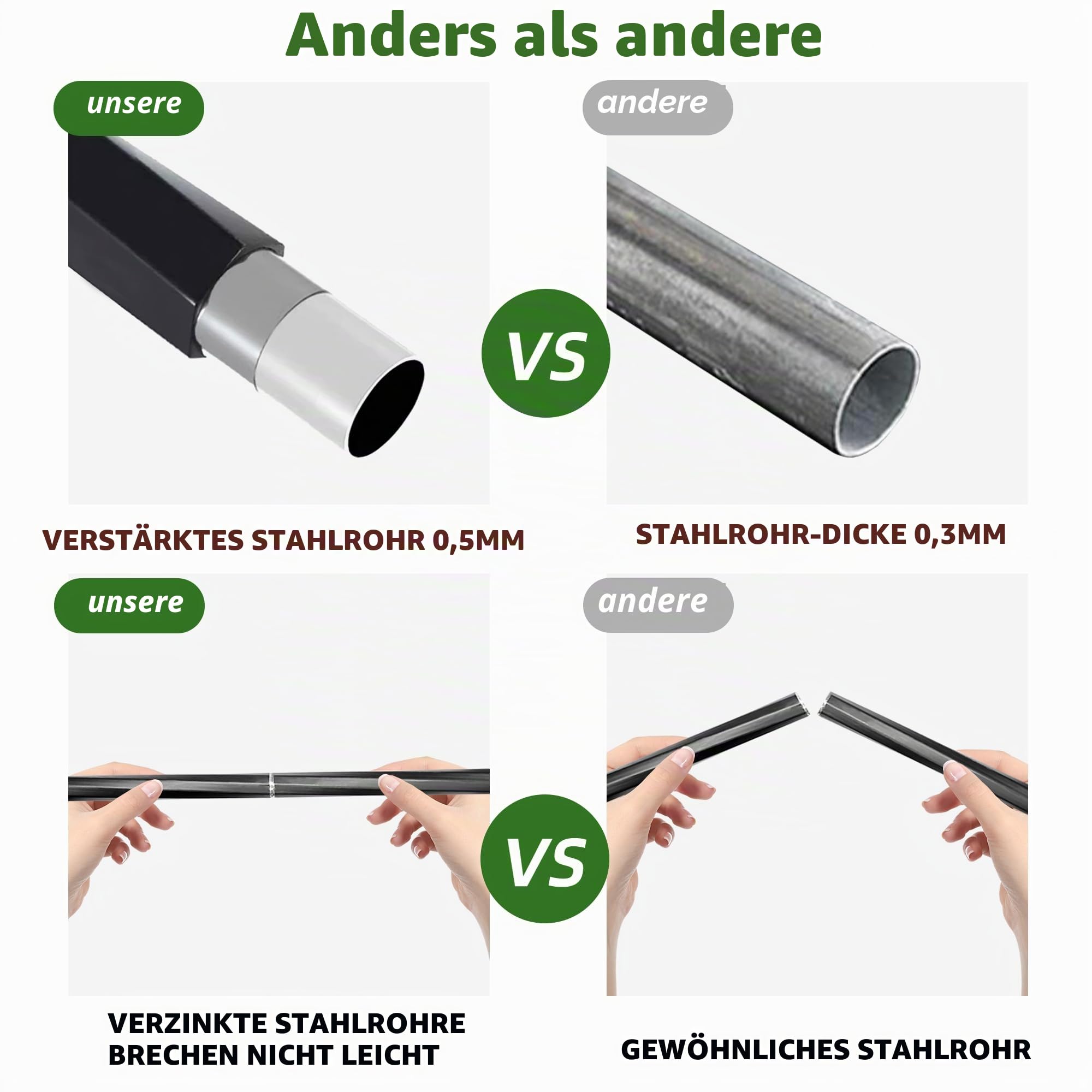 Caroeas Rosenbogen aus Metall, Stabiler Gartenbogen mit 20 mm verstärkten verzinkten Stahlrohren, rostfrei – 180x240x40 cm – Ideal als Rankhilfe für Kletterpflanzen