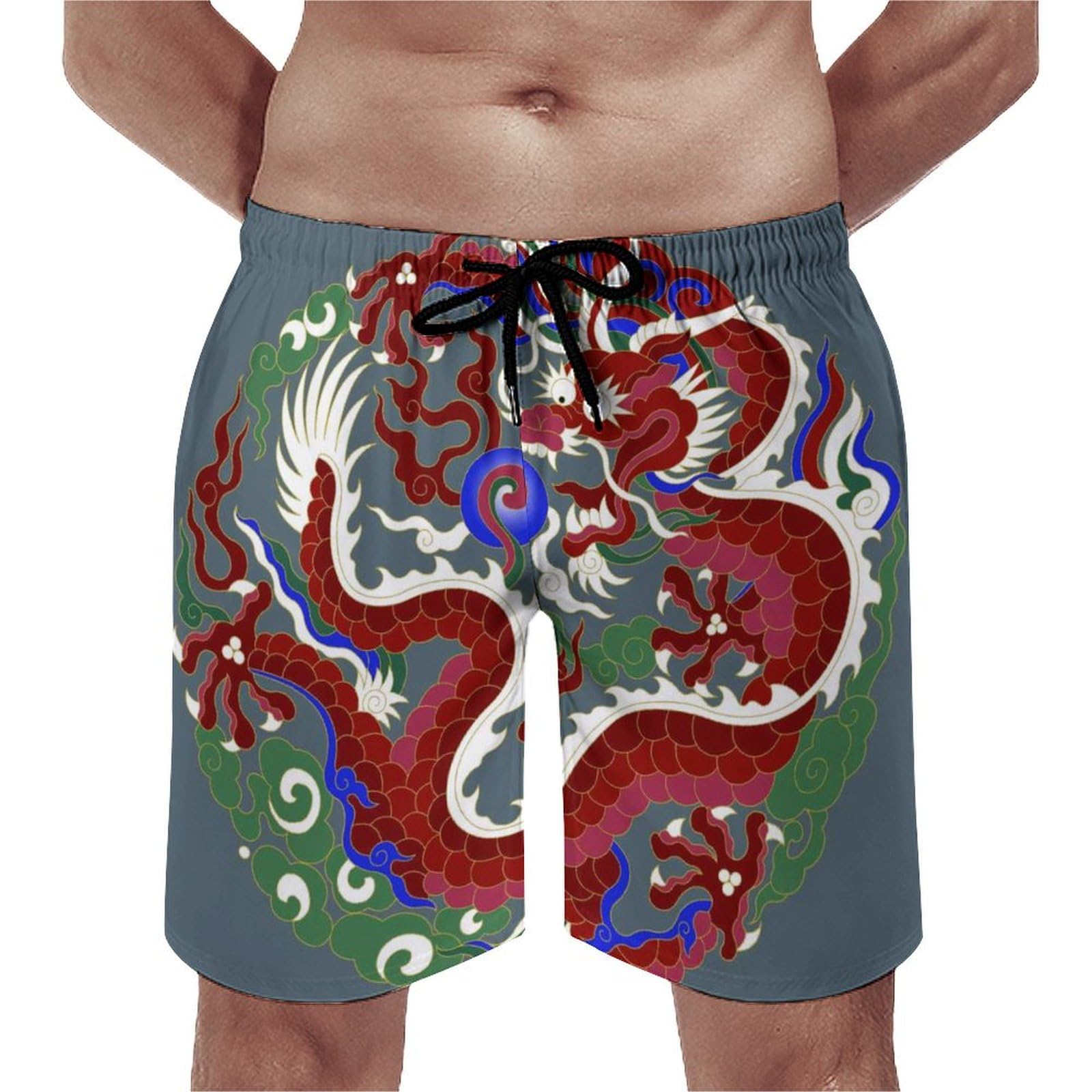 Short de bain homme dragon chinois UMENG confortable avec cordon de serrage - 8