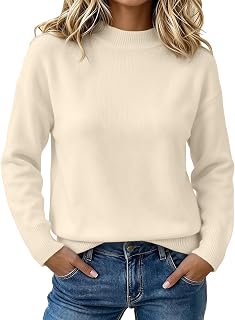 Mock Neck Sweaters for Womens Long Sleeve Pullover Tops