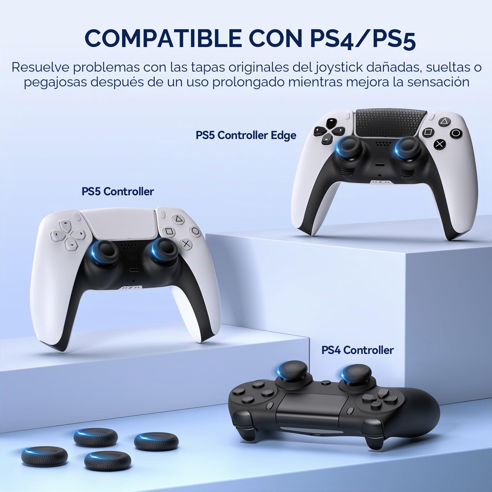 NEWDERY Juego de 10 Tapas para Mando de PS5/PS4, diseño Antideslizante con Textura láser, Resistentes al Desgaste, para mandos de PS5/PS4