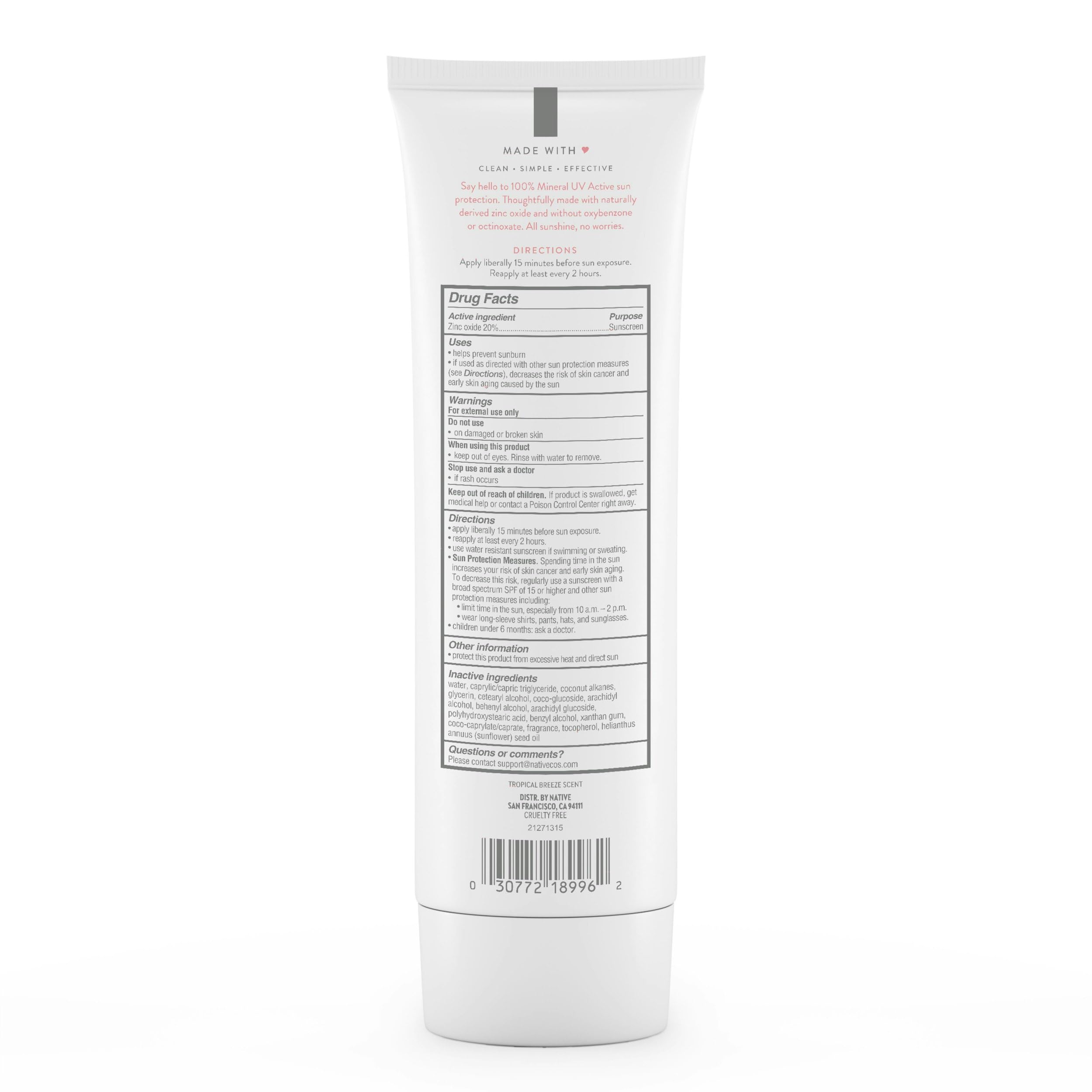 Native Tropical Breeze Body Sun Screen5 oz