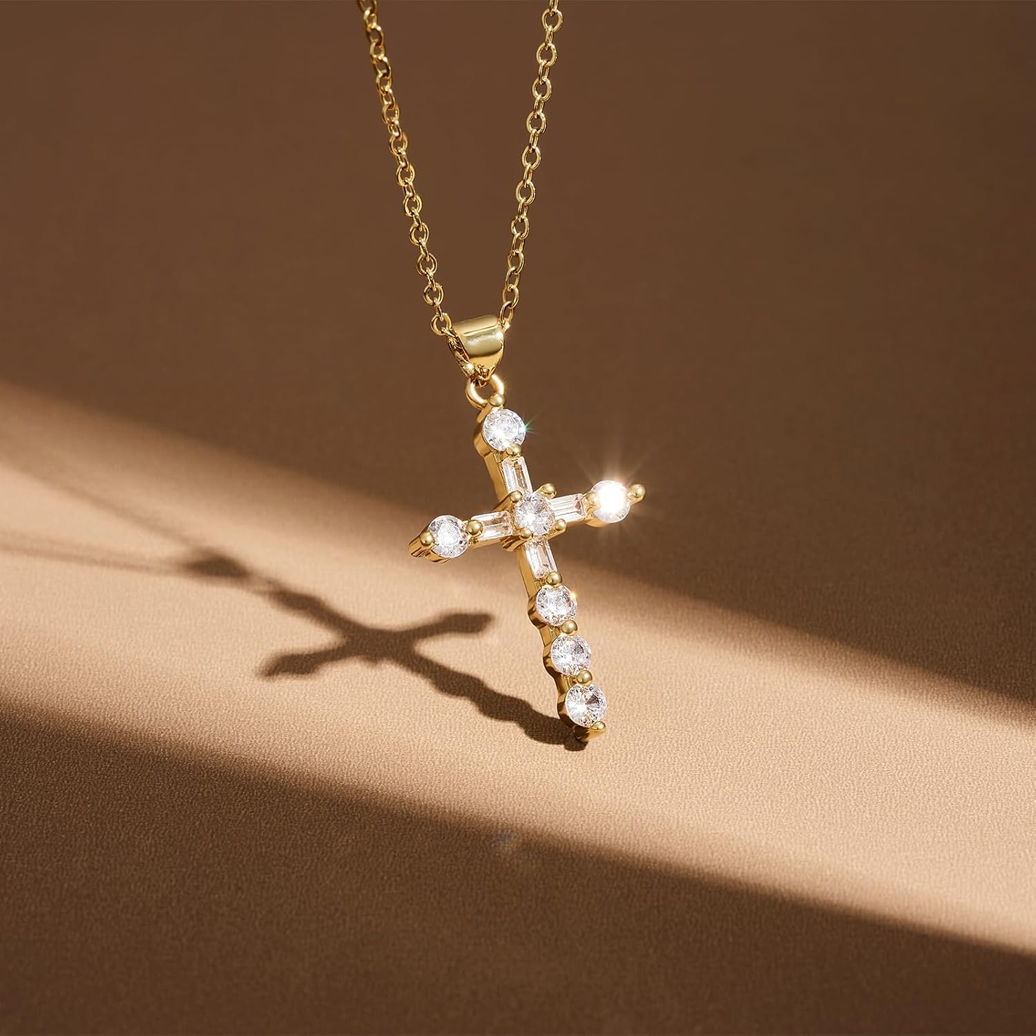 KissYan Cross Necklace for Women, 14K Gold Plated Cubic Zirconia Faith Pendant Dainty Religious Jewelry Gifts - Image 5