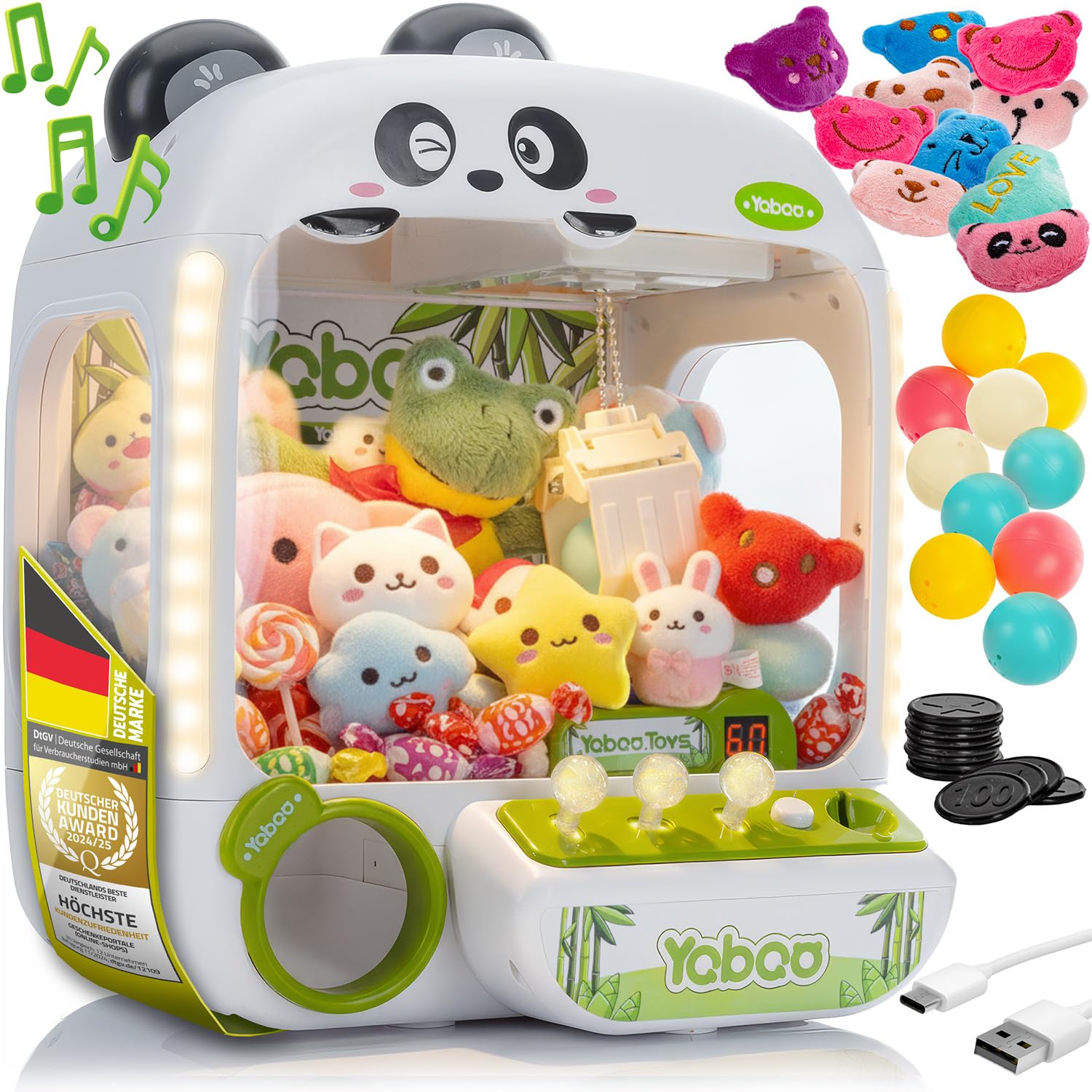 GOODS+GADGETS® Automat z Chwytakiem dla Dzieci, 10 Pluszaków - Panda