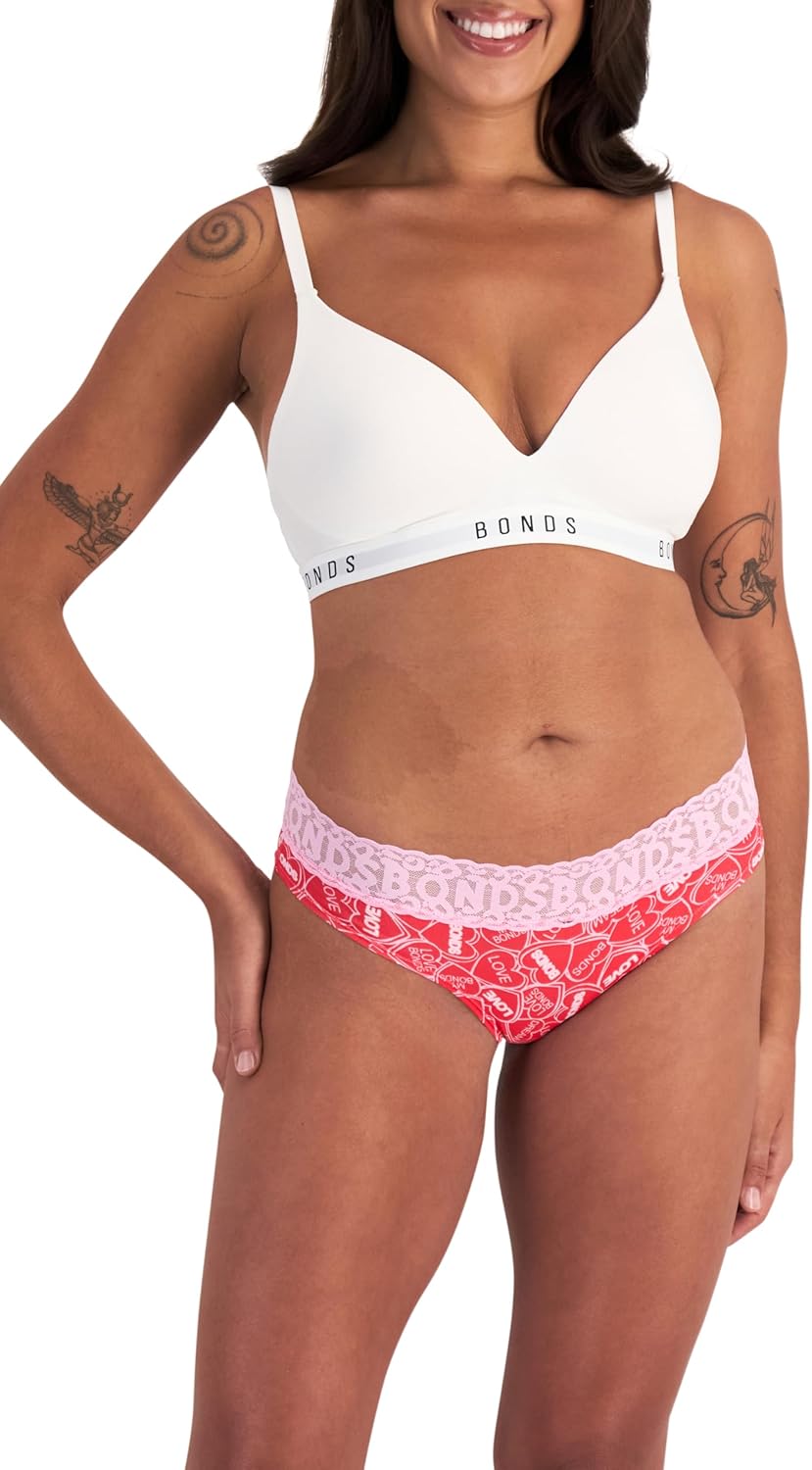 Bonds womens Underwear Pack, Lace-top Icons Cheeky Panties for Women, Stretchy Cotton-blend Underwear, 3-pack - Image 2