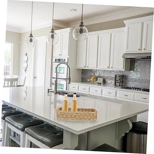 Miniatura 7 de Cesta de almacenamiento de ratán, soporte para utensilios de cocina, cestas de almacenamiento rectangulares tejidas, bandeja de cubiertos de ratán,