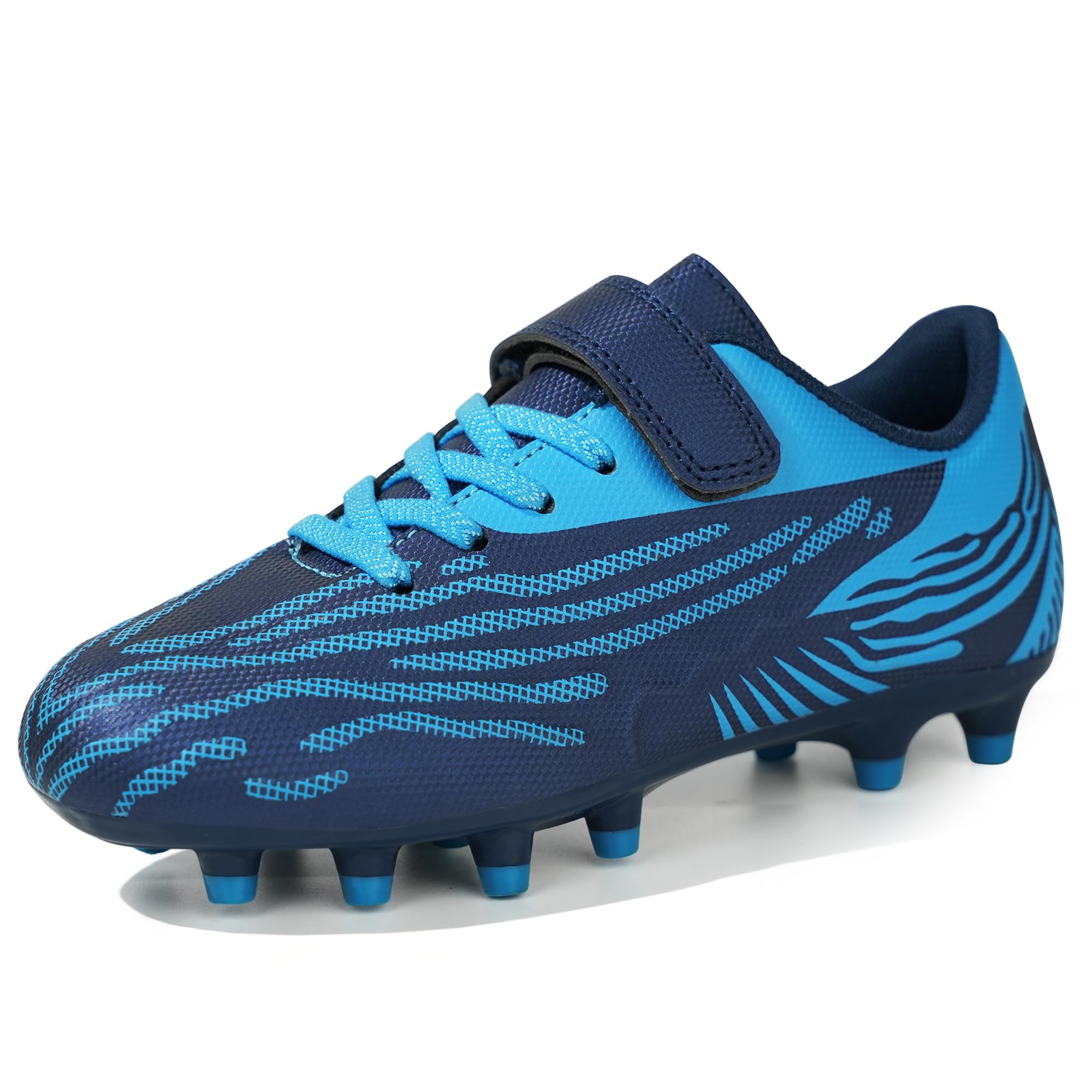 JABASIC Kinder Fußballschuhe für festen Boden Stollenschuhe für Jungen und Mädchen (29EU,Navy Blue)