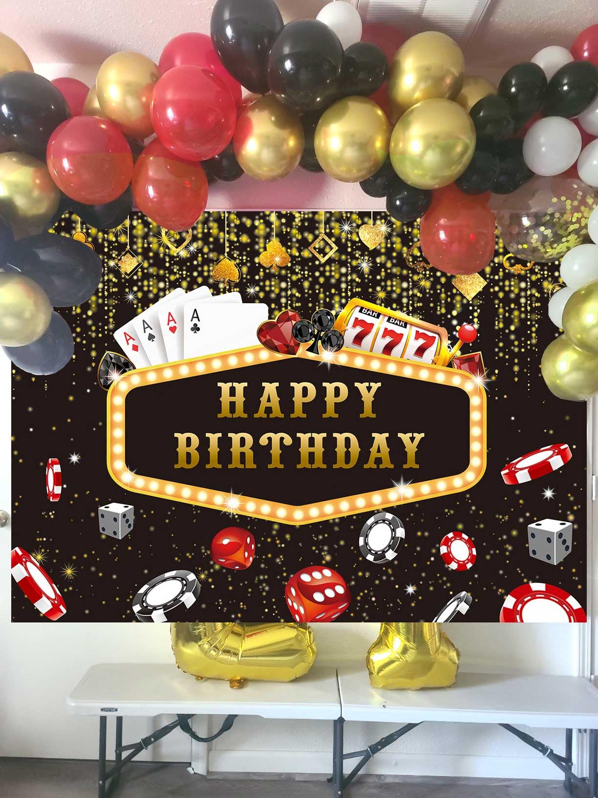 Casino Birthday Backdrop Vegas Casino Night Poker Gambling Party Decor Adults Portrait Customized Photography Background
