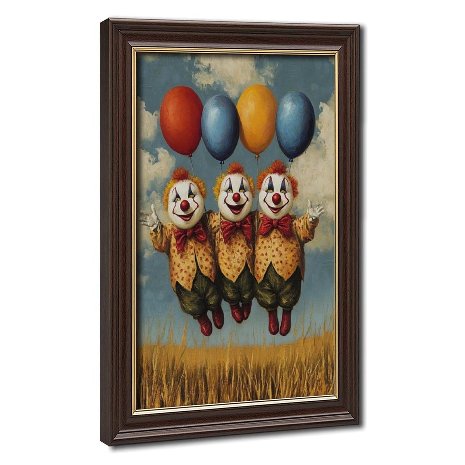 LXWNZE Playful Clowns Circus Art, Juggling Clown Canvas Poster Bedroom Decor Landscape Office Room Decor Gift 16" L X 24" W