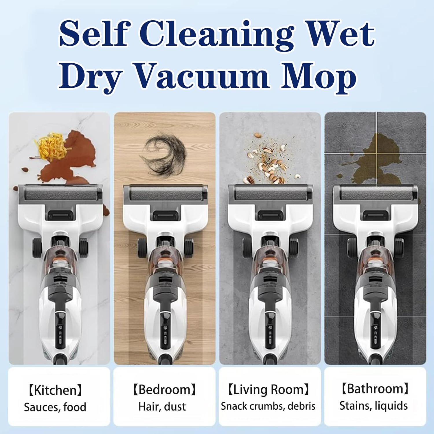 Cordless Wet Dry Vacuum Cleaner and Mop All in One, Smart Self-Cleaning Machine with Hot Air Drying for Hard Floor, Auto Cleaning for Sticky Messes and Spills T8