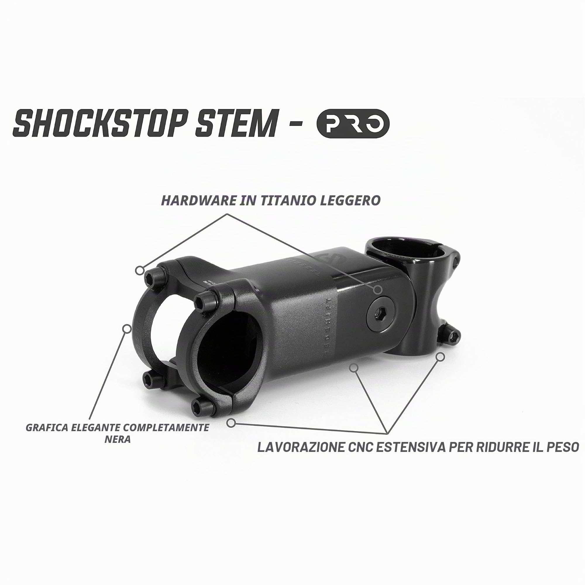 REDSHIFT – ShockStop PRO Attacco Manubrio Ammortizzato per Bici da Corsa, Attacco Antivibrazioni per MTB, Gravel, E-Bike e Ibride