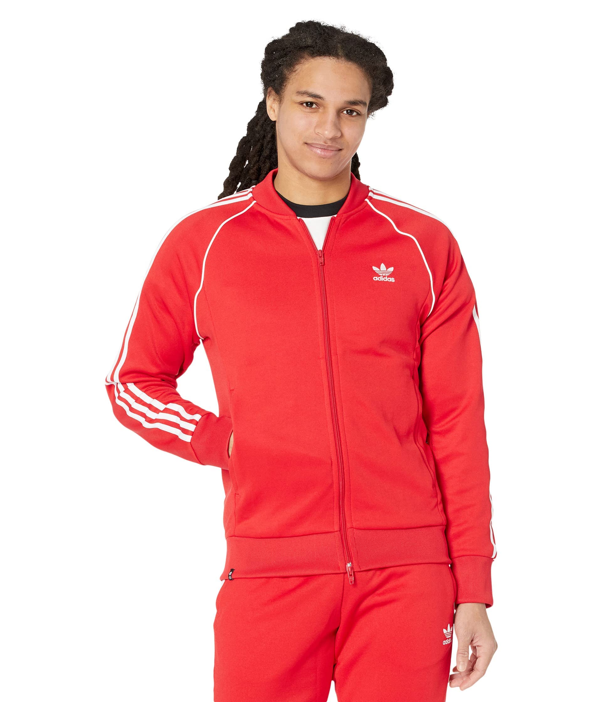 Adidas Originals Men's Red Adicolor Classics Primeblue Sst Track Jacket, Vivid Medium (Izn67)