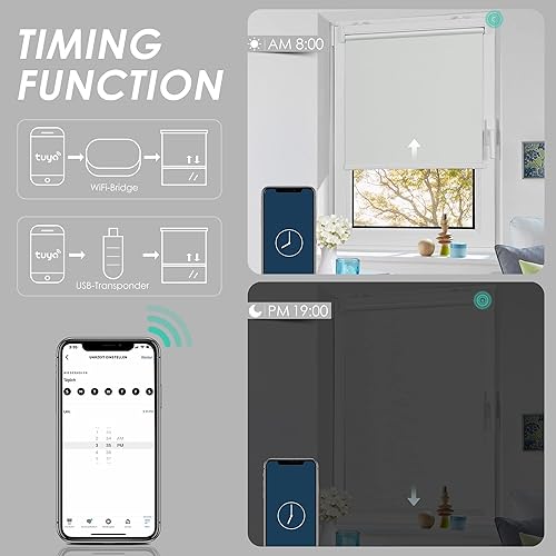 Miniatura 4 de Allesin Persianas enrollables motorizadas funcionan con Alexa para ventana, persianas inteligentes 100% opacas inalámbricas con control remoto,