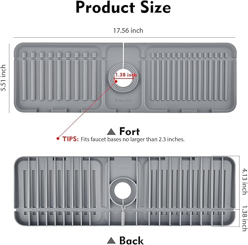 Miniatura 2 de SKitchen - Protector contra salpicaduras para fregadero de 14.5 x 5.5 pulgadas, protector de salpicaduras mejorado para grifo con drenaje