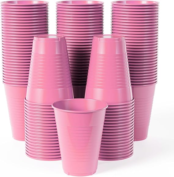 Exquisite 12 oz Pink Plastic Cups II 50 Count Bulk Pack