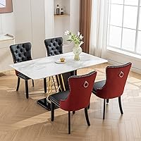 Vista 4 de Ball & Cast Juego de 2 sillas de comedor tapizadas contemporáneas, de poliuretano y terciopelo, acolchadas en dos tonos, con ribete de cabeza