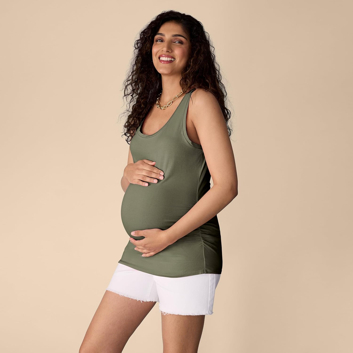 Motherhood Maternity Women's Side Ruched Scoop Neck Pregnancy Tank Top - Image 3