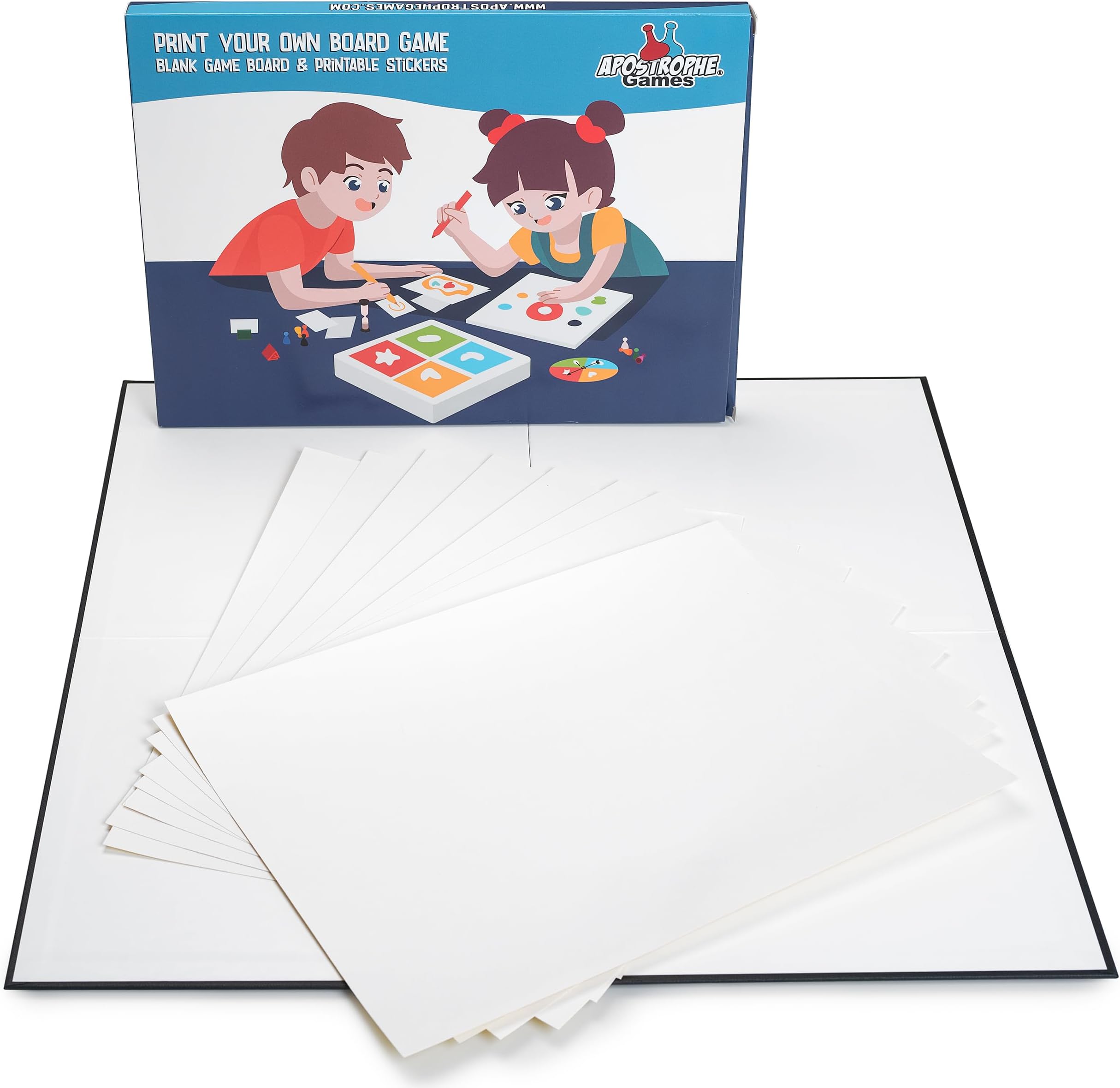 Print Your Own Board Game - 1 Game Board (16.25" x 16.25") with Printable Sticker Sheets - Create Your Own Board Game, DIY Family Board Games