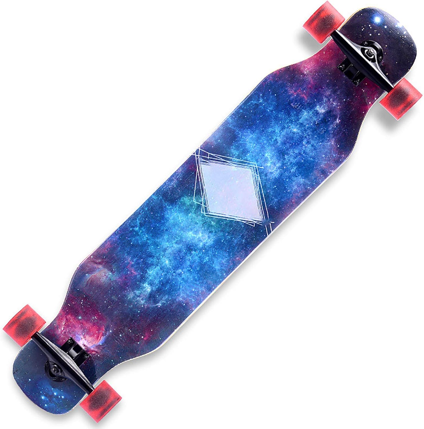 スポーツコンプリートロングボード、ABEC-9クロームスチールベアリング42インチ9層メイプルスターリースカイスケートボードヤングア