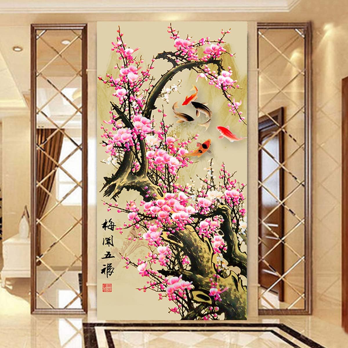 Instarry DIY 5D Diamond Painting Set Large Size Full Drill Plum Blossom Mosaic Cross Stitch Embroidery Room Decor Art Craft 39.4x19.7 inch