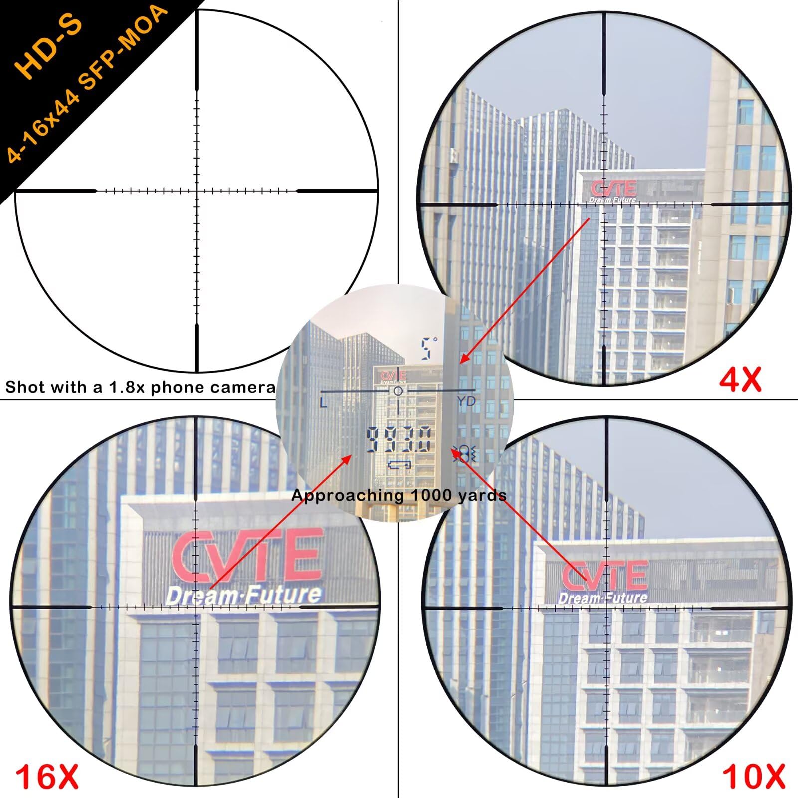 WestHunter Optics HD-S 4-16x44 SFP - Lunette de Visée, Tube 30 mm, Second Plan Focal, Tir Tactique de Précision 1/10 MIL & 1/4 MOA
