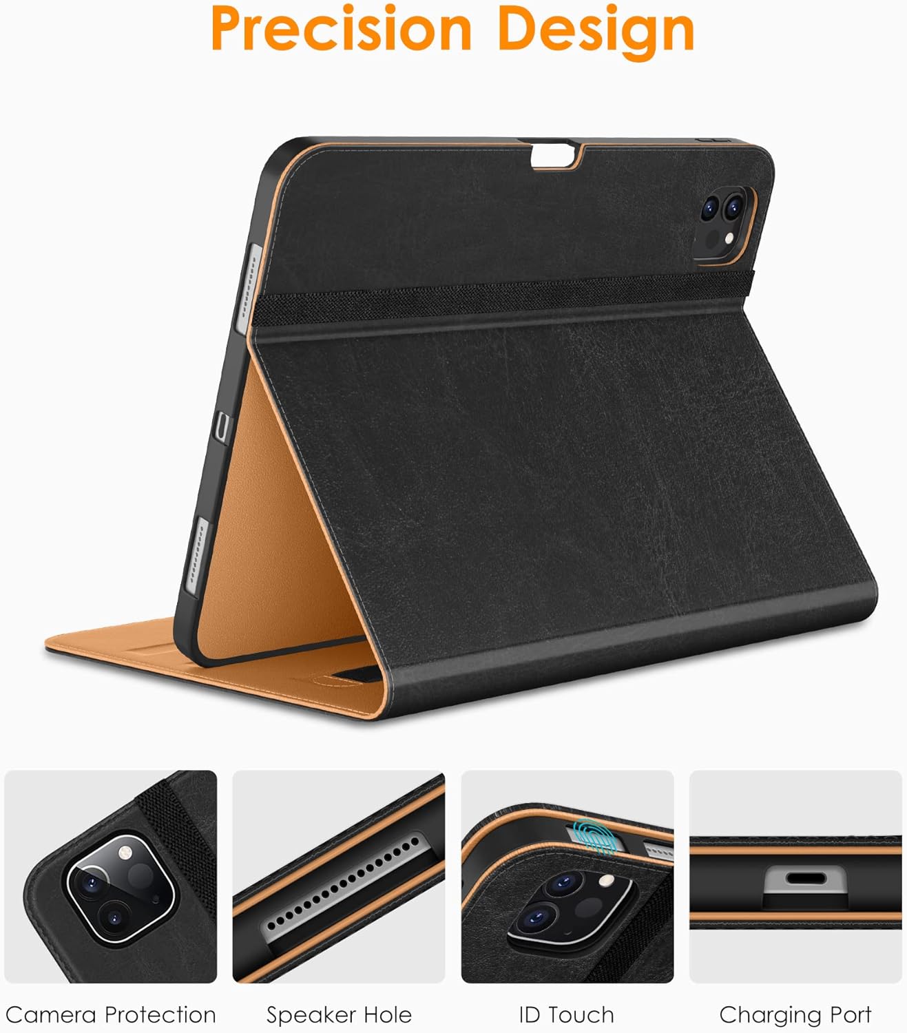 DTTO for iPad Pro 12.9 6th / 5th / 4th / 3rd Generation Case 2022/2021/2020/2018, Premium Leather Folio Stand Cover with Built-in Apple Pencil Holder -Auto Wake/Sleep and Multi Viewing Angles,Black - Image 3