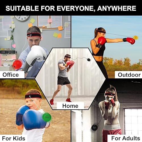 Miniatura 5 de Pelota refleja de boxeo mejorada, pelota de entrenamiento de boxeo con diadema perfecta para reacción, velocidad de perforación, habilidad de lucha,