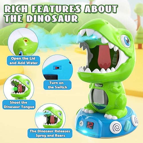 Miniatura 47 de EagleStone - Juguete de dinosaurio para disparar, electrónico, pistola de bomba de aire, puntuación en pantalla LCD, sonido, 24 pelotas de espuma