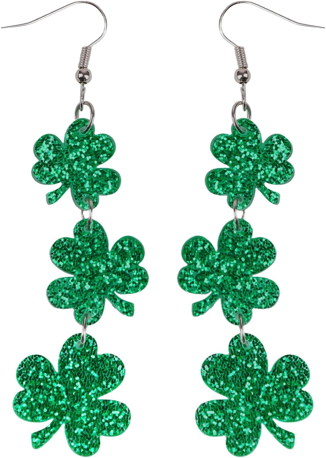 PRSTVILSt Patricks Day Earrings, Green Shamrock Dangle Earrings for Women, St. Patrick's Day Accessories Good Luck Hoop Earrings