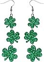 PRSTVIL St Patricks Day Earrings, Green Shamrock Dangle Earrings for Women, St. Patrick's Day Accessories Good Luck Hoop Earrings