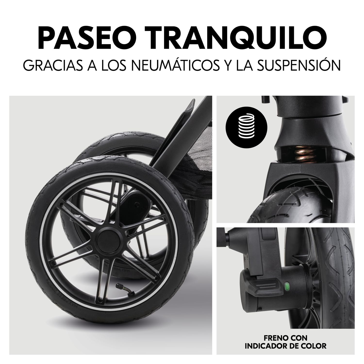 hauck Comfort N Care Air Set Cochecito 2in1 | Carrito Bebé desde Nacimiento hasta 22 kg - Capazo XL - Ruedas de Aire con Suspensión - Silla de Paseo Ligera Reversible y Reclinable - Adaptador - Moca