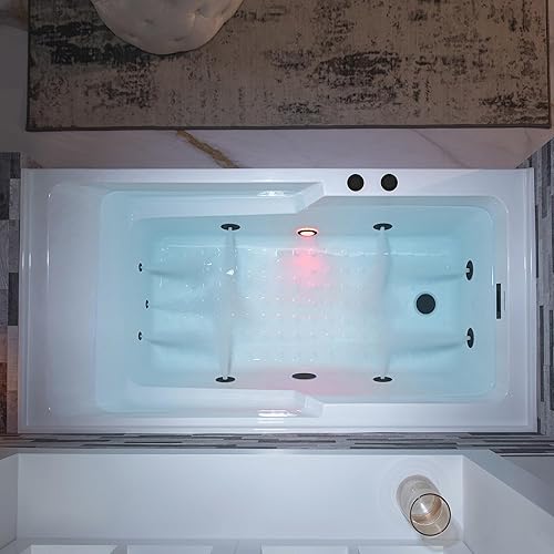 Miniatura 9 de Woodbridge BTA1507-C - Bañera de inmersión contemporánea independiente de acrílico, bañera de 54 pulgadas con drenaje cromado y desbordamiento