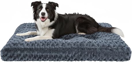 Homaxy Thick Large Dog Bed, Soft Orthopedic Dog Crate Mattress Anti-Anxiety Calming Dog Pillow with Non-Slip Bottom Washable Cushion Pet Mat, 105x68x11cm, Dark Grey