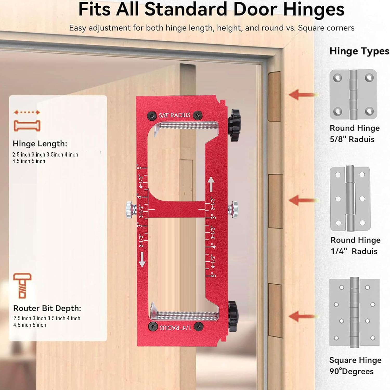 Fafeicy Door Hinge Jig High Precision Aluminum Alloy Template Kit for Mortise and Lock Installation on Wood Doors 22x8x5cm