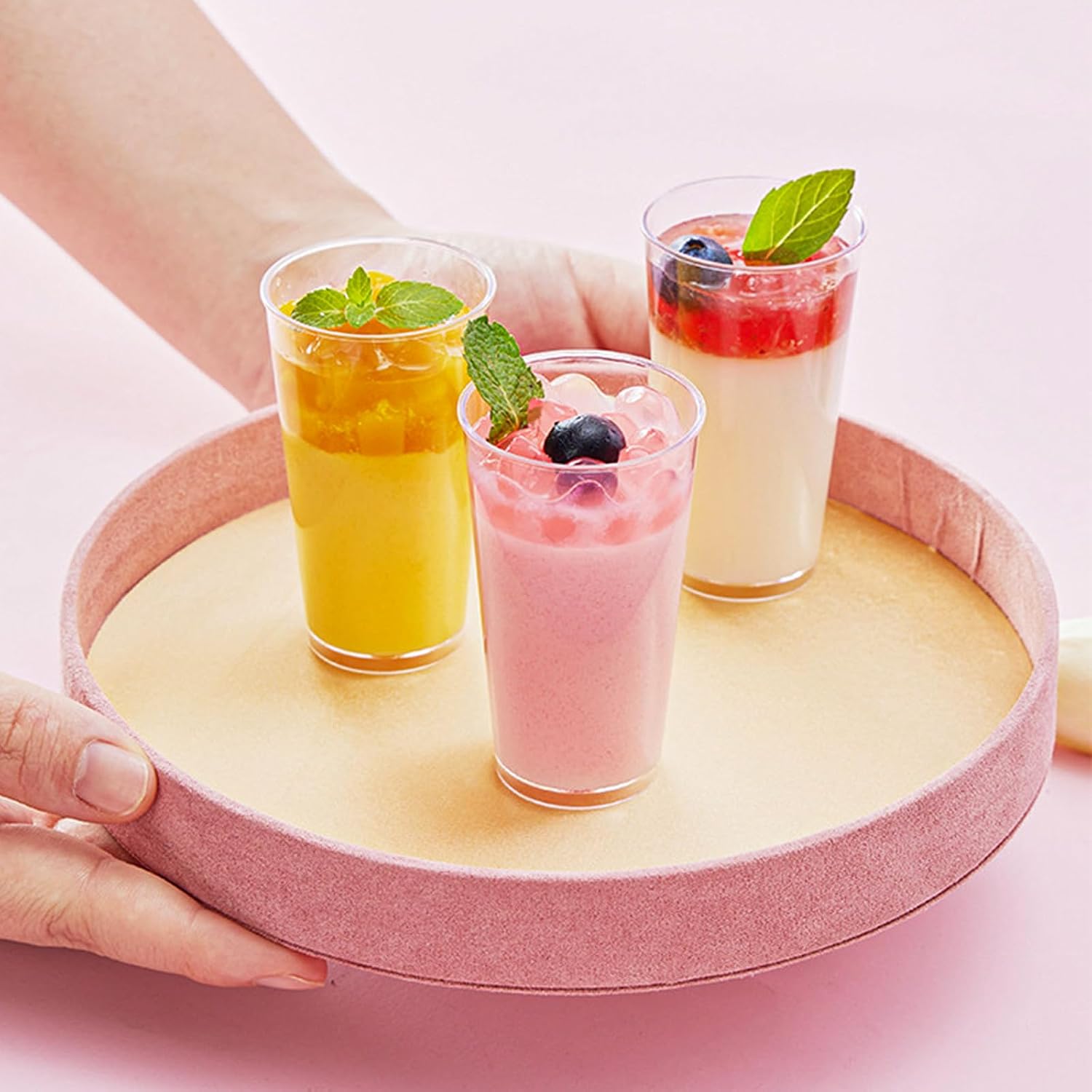 YAYODS 100 Pack 3oz Plastic Dessert Cups with Lids and Spoons, Mini Shooter Cups for Desserts, Clear Plastic Parfait Appetizer Cups, Shot Glasses for Desserts, Pudding, Event and Party