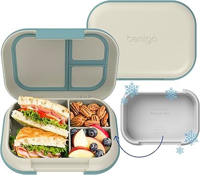 Bentgo Chill Max Leak-Proof XL Lunch Box - Included Ice Pack Keeps Food Cold; 5-Cup Capacity for Adults & Ages 8+, 3 or 4 Compartment Bento Box, BPA-Free, Dishwasher Safe Bone & Glacier Blue