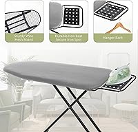 Vista 4 de Tabla de planchar de tamaño completo, RAINHOL 43"x13" Tabla de planchar compacta de alta resistencia con soporte para plancha, soporte de hierro Gris