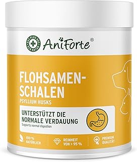 AniForte Flohsamenschalen für Hunde & Katzen 250g - Reich an Ballaststoffen & Schleimstoffen, Indische Rohkost Qualität, Reinigung Magen-Darm-Trakt, bei Übergewicht, Einzelfuttermittel